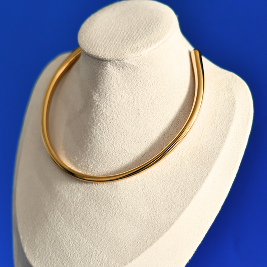 SOLAIRE fashion statement stainless steel necklace in gold