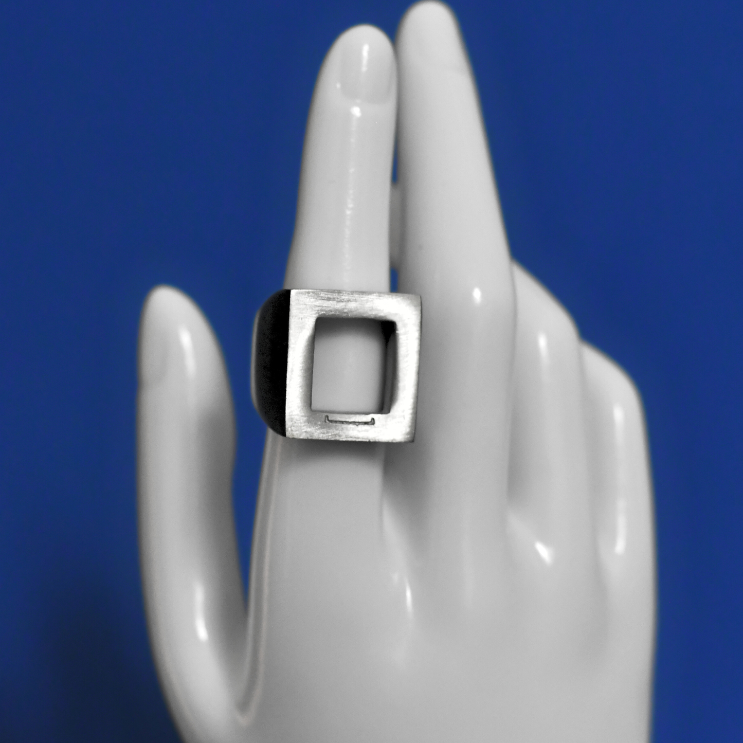 SOLIDE stainless steel bold fashion ring in silver on finger