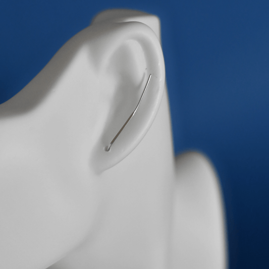 AGERLIN sterling silver minimalistic earrings on ear - Alogan