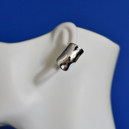 esensa stainless steel ear cuffs in silver on ear - Alogan