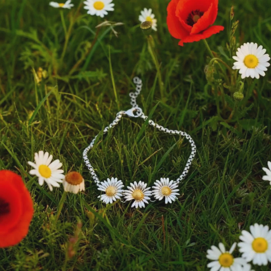 Load video: Alogan Jewelry METARITE stainless steel bracelet with flowers